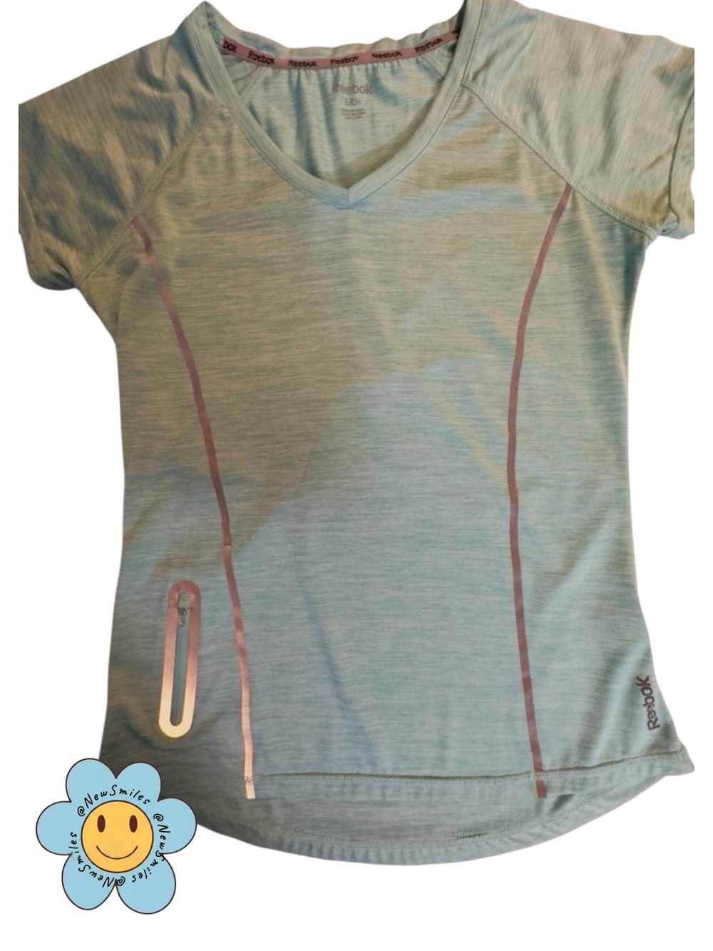Reebok ~ Athletic ~ Top ~ Mint ~ Reflective Striping ~ Women’s ~ Short Sleeved